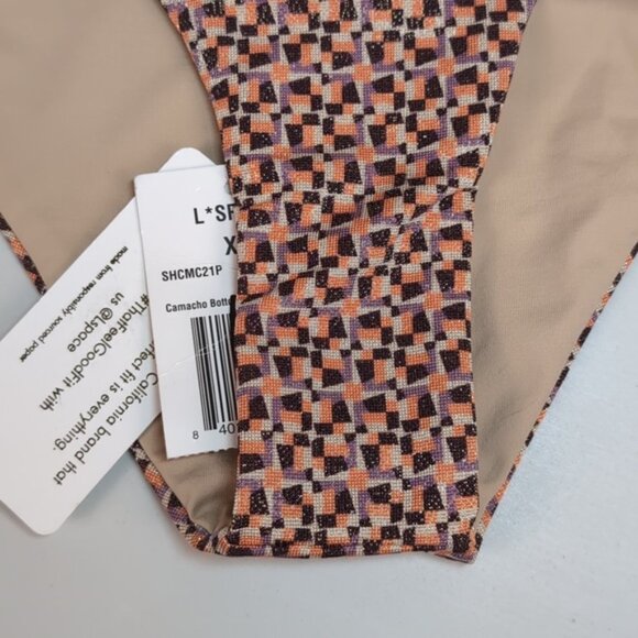 NEW L*Space Shine On Shimmer Camacho Bikini Bottom Multicolor Metallic Geometric - Picture 5 of 11